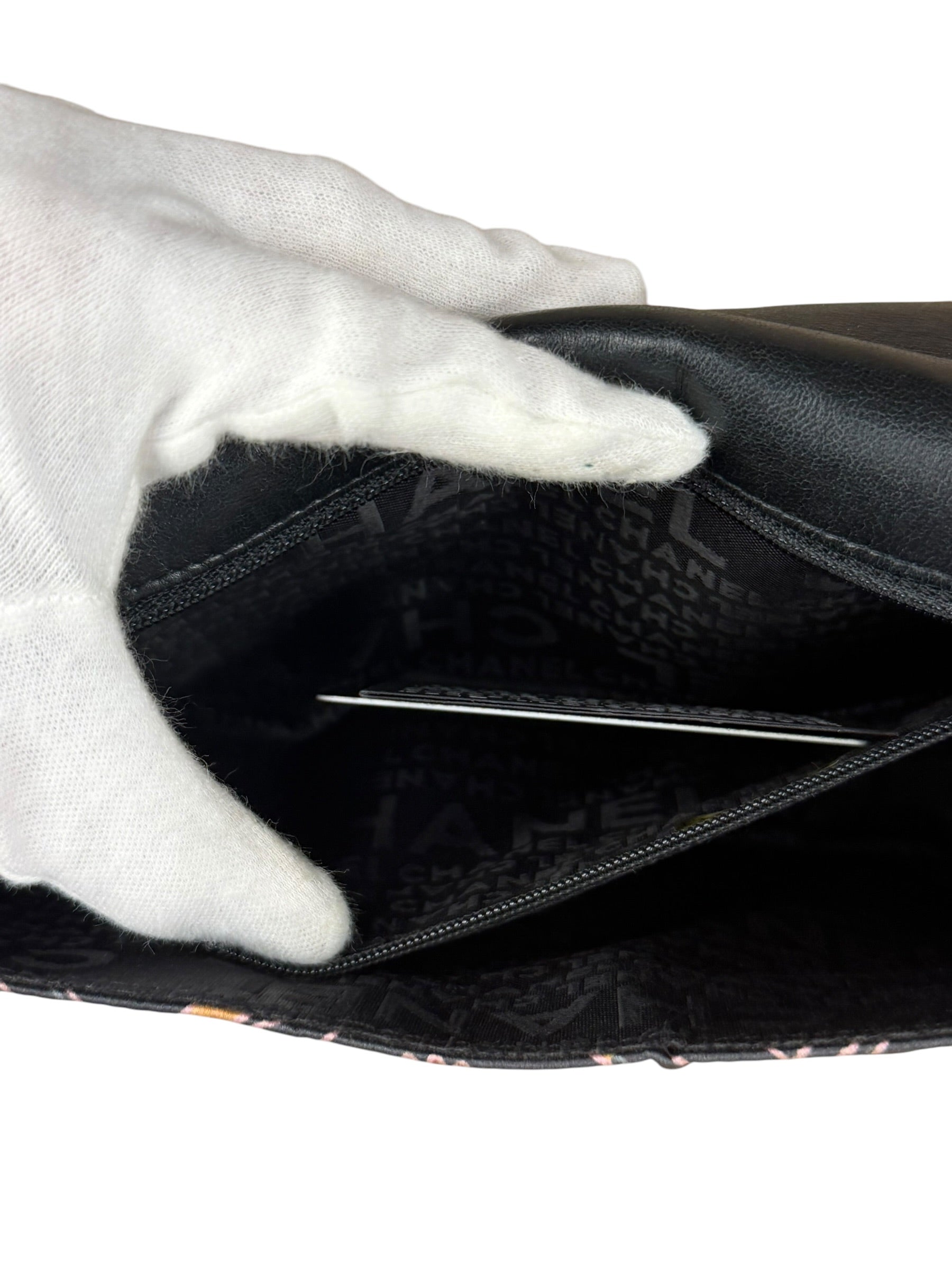 Chanel Lipstick Black Satin Single Flap Bag 2005