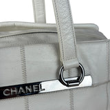 Chanel White Chocolate Bar Quilted Caviar LAX Bowler Bag 2004