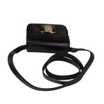 Ferragamo Black Leather Flap Mini Shoulder Bag