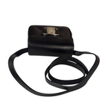 Ferragamo Black Leather Flap Mini Shoulder Bag