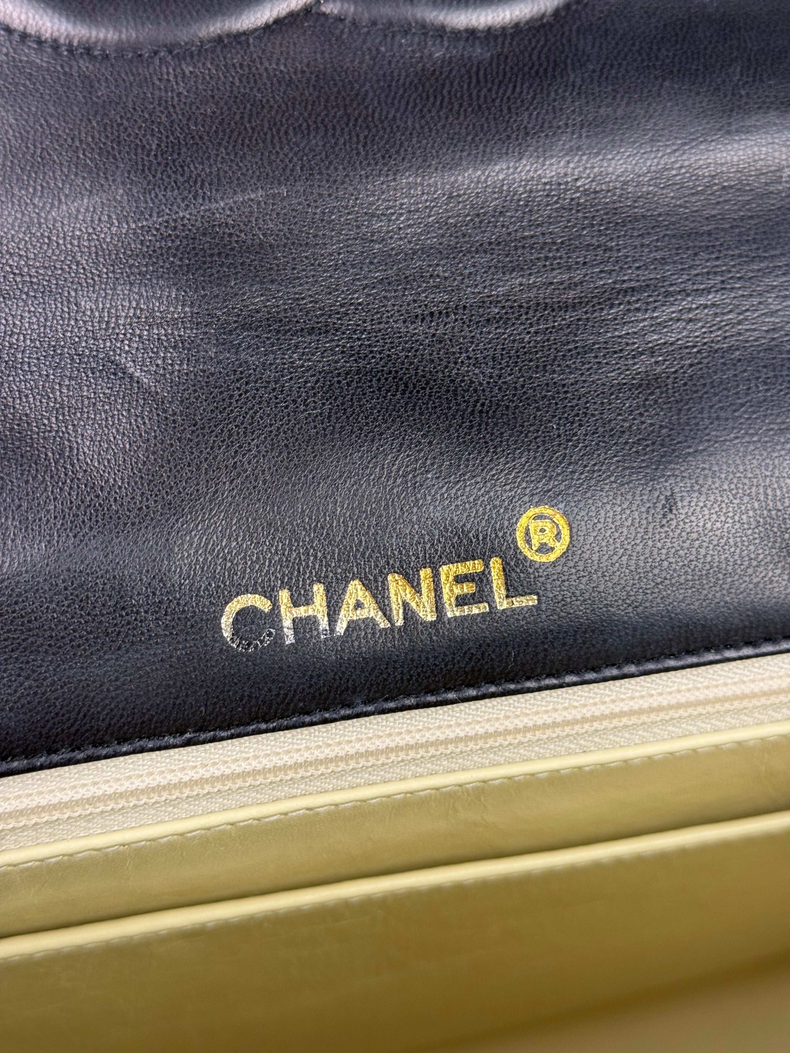 Chanel Black Quilted Leather Envelope Flap Bag Early 90's