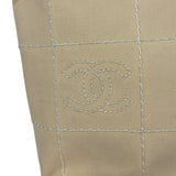 Chanel Vintage Beige Canvas Quilted Chocolate Bar Tote 2003