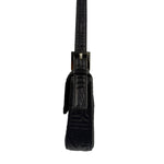 Fendi Black Leather 3D Logo Embossed Baguette