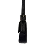 Fendi Black Leather 3D Logo Embossed Baguette