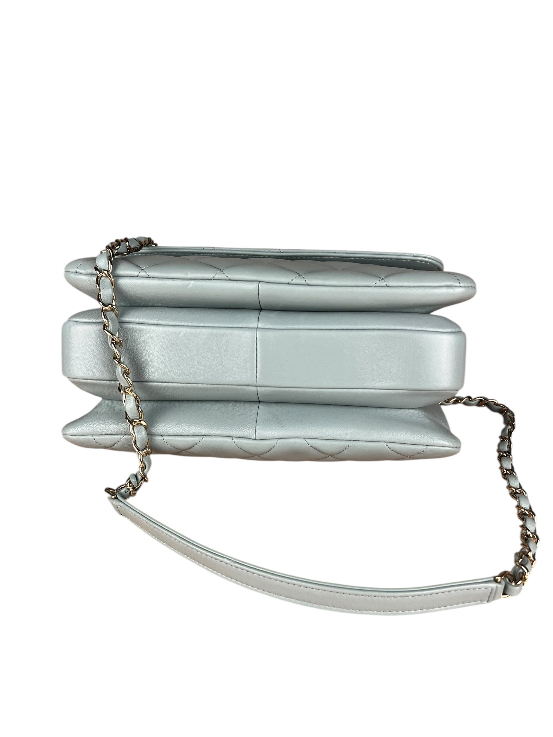 Chanel CC Trendy Blue Leather Flap Top Handle Bag