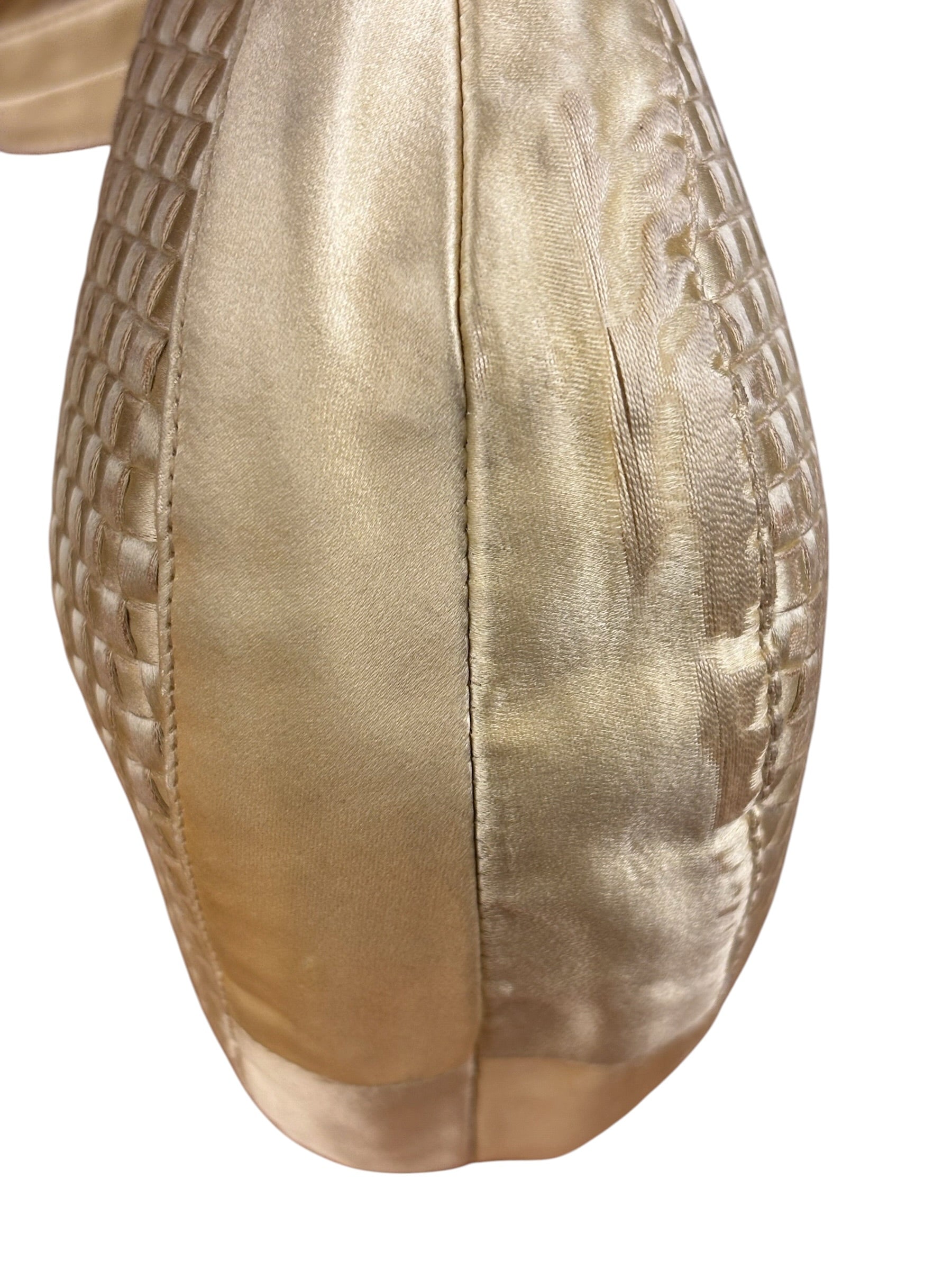 Bottega Veneta Butter Yellow Satin Intrecciato Shoulder Bag