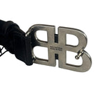 Balenciaga Black Leather BB Buckle Belt