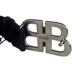 Balenciaga Black Leather BB Buckle Belt