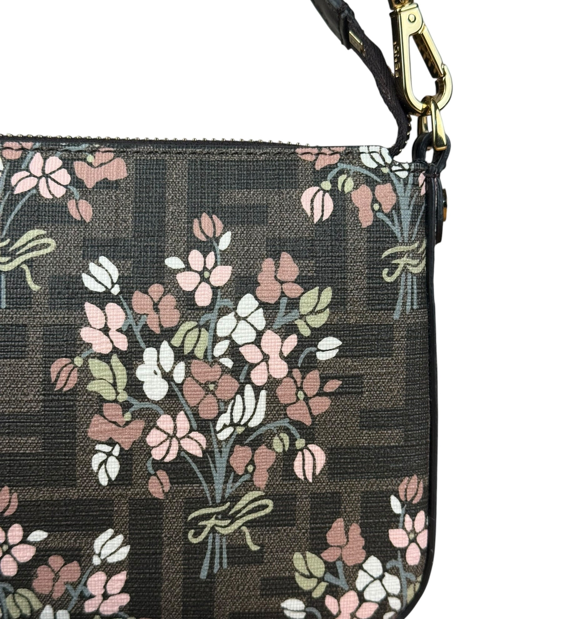 Fendi FF Floral Coated Canvas Chain Pochette