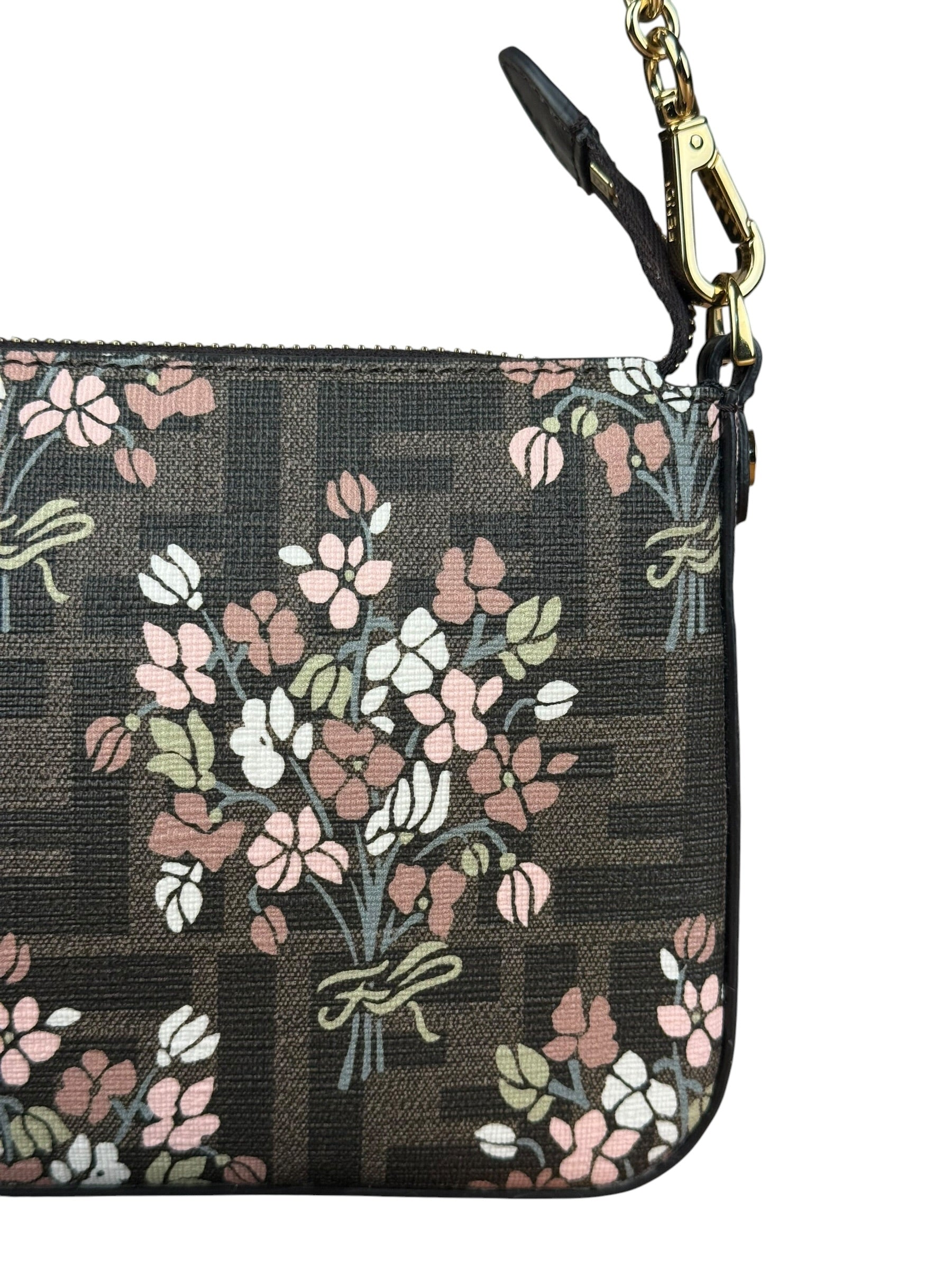 Fendi FF Floral Coated Canvas Chain Pochette