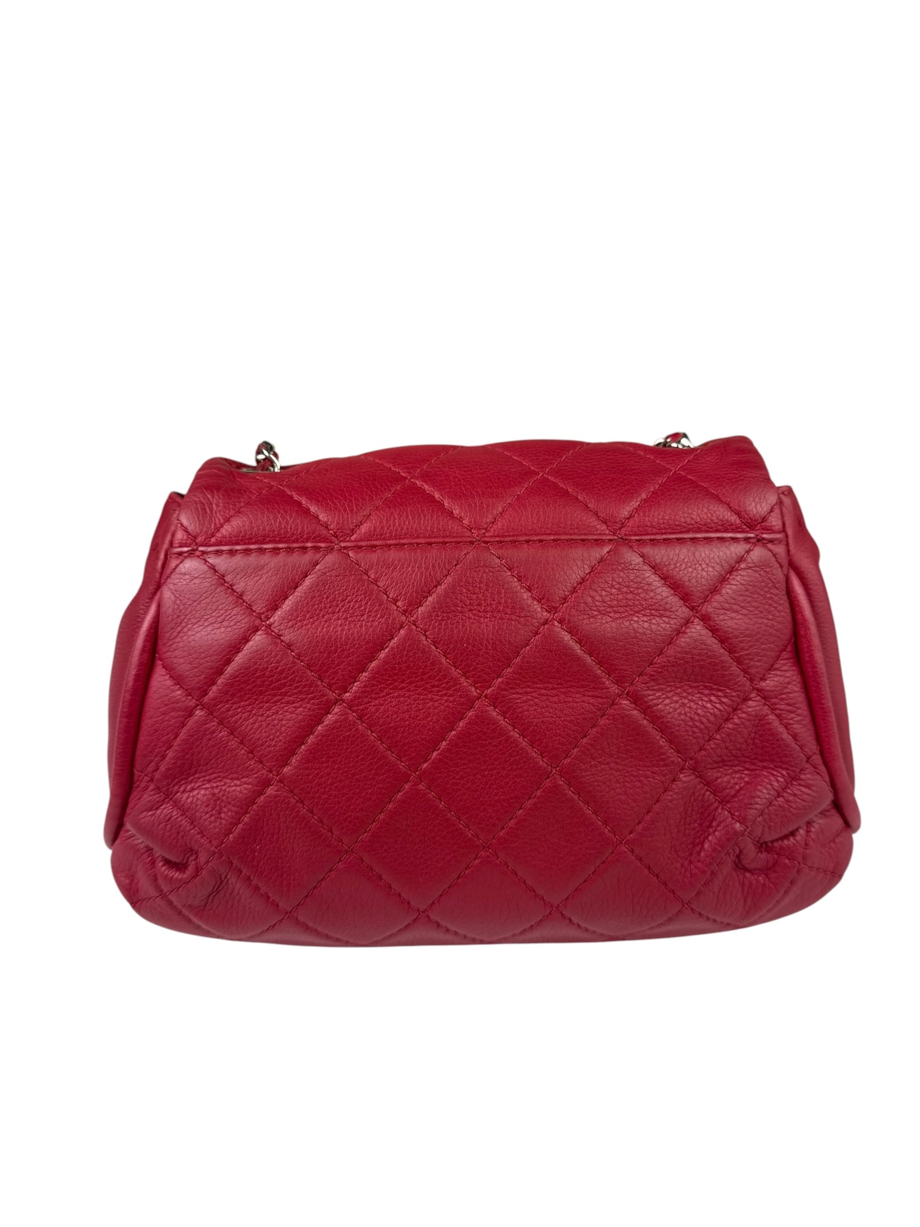 Chanel Red Quilted Leather CC Curvy Flap Bag 2015