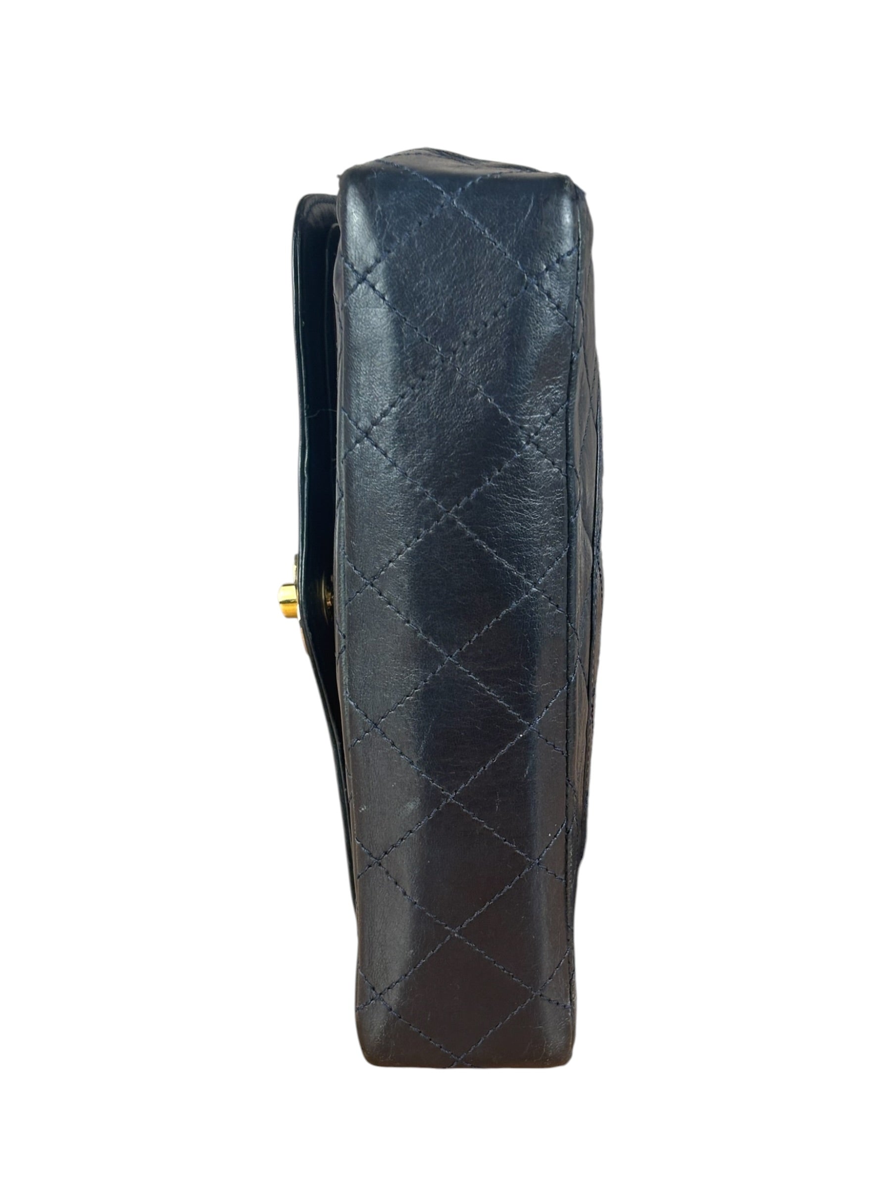 Chanel Dark Navy Quilted Leather Two-Toned CC Double Flap Bag '86-'88