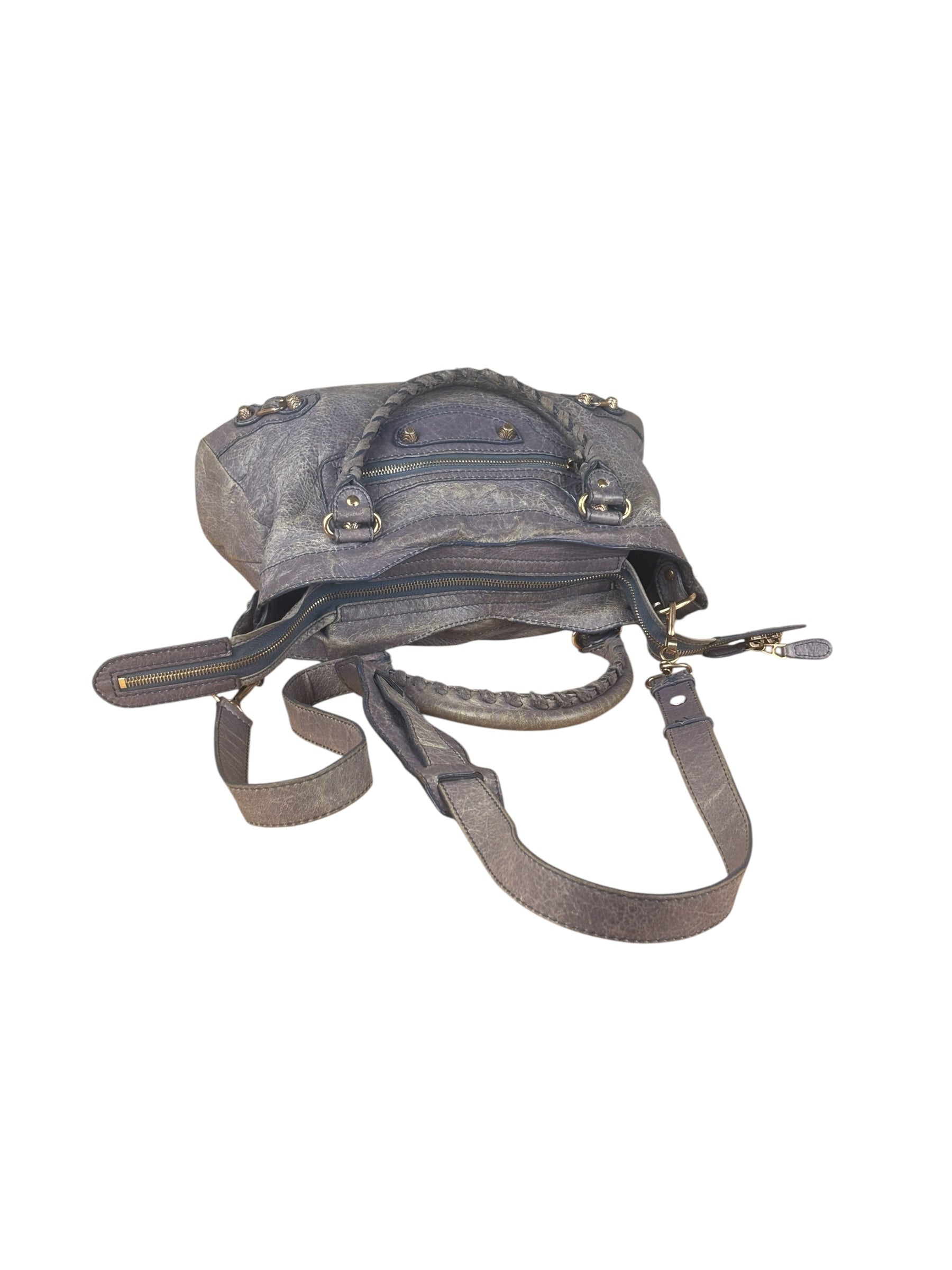 Balenciaga Vintage Distressed Purple Leather City Bag