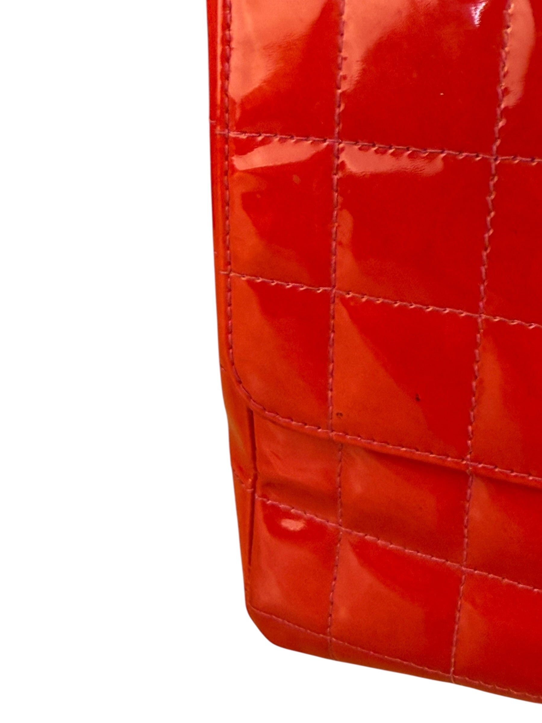 Chanel Red Patent Chocolate Bar Chain Flap Bag 2000