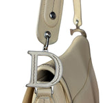 Christian Dior Vintage Beige Leather Stitch Saddlebag