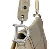 Christian Dior Vintage Beige Leather Stitch Saddlebag