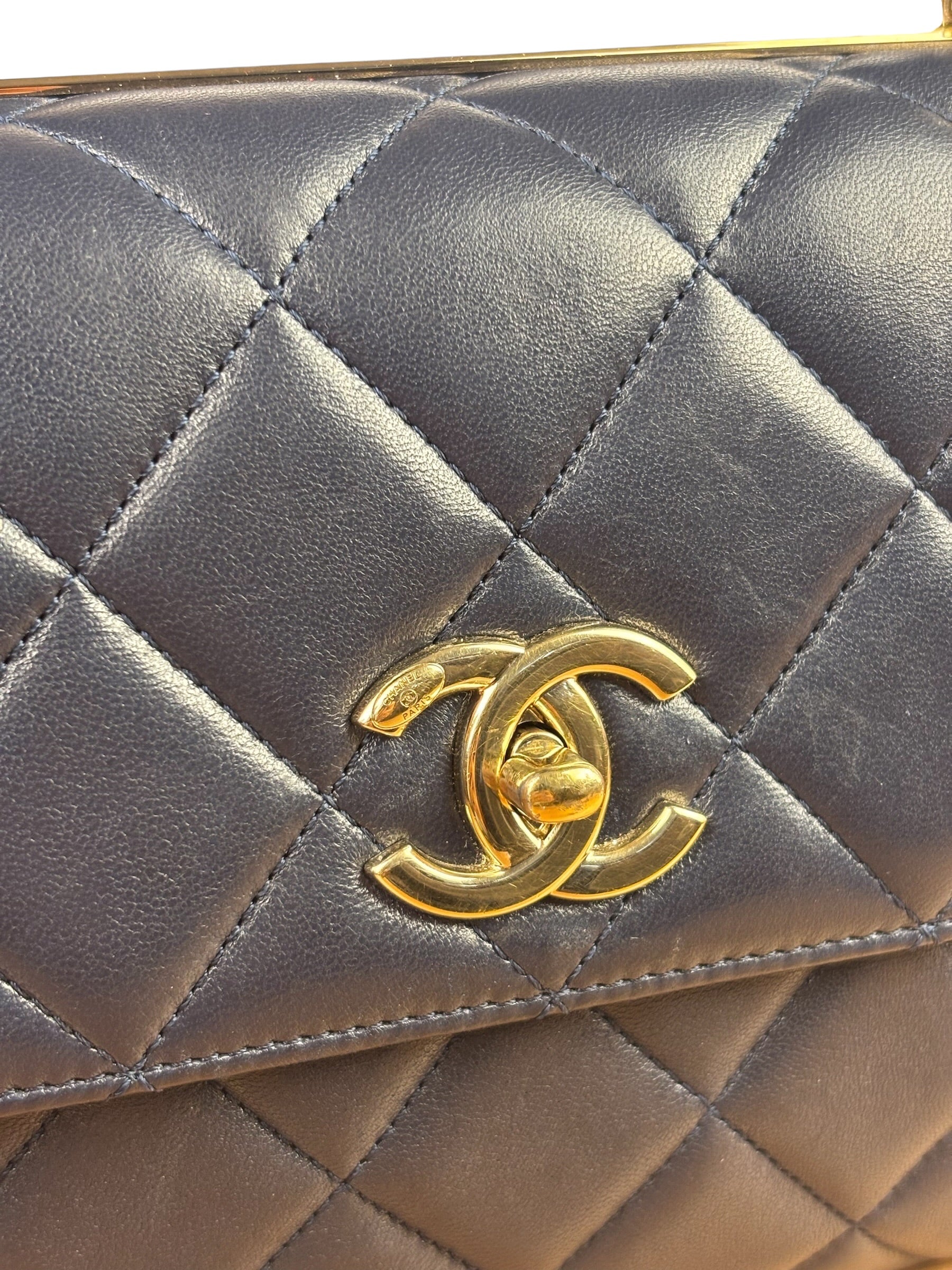 Chanel Navy Quilted Lambskin Small Trendy Flap Bag