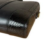 Gucci Croc-Trim Leather Briefcase