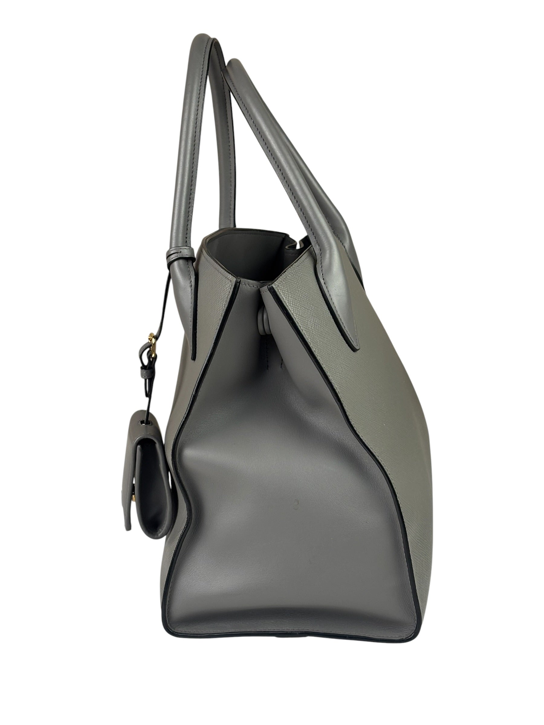 Prada Grey Saffiano Leather Two-Way Tote