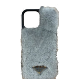 Prada Grey Fur Logo iPhone 16 Case
