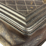 Chanel Metallic Dark Bronze Leather Old Medium Boy Flap Shoulder Bag