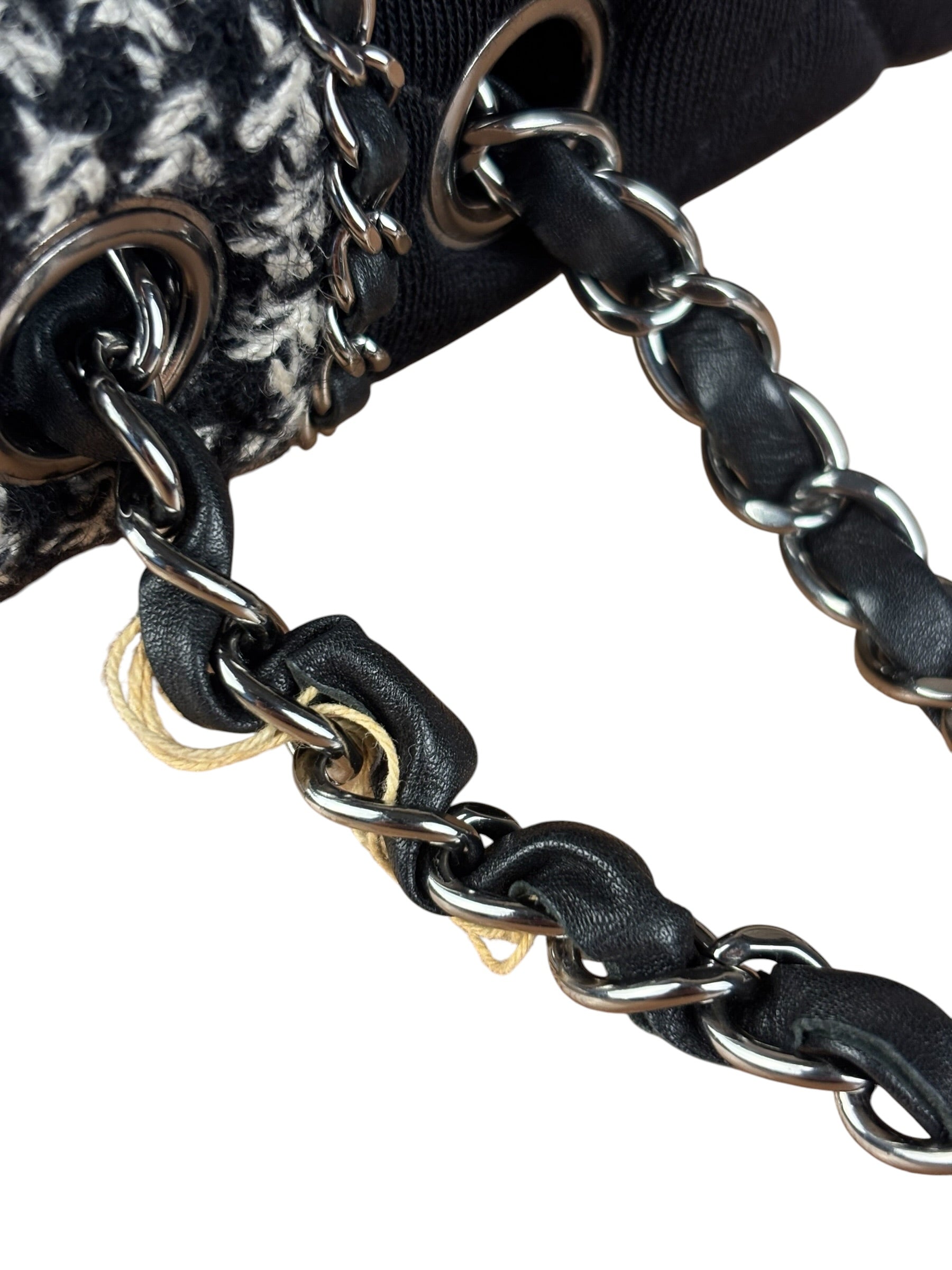 Chanel Black CC Quilted Jersey and Tweed Chain Flap Bag 2014