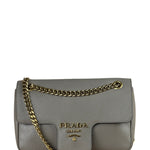 Prada Grey Saffiano Leather Cuir Pattina Crossbody