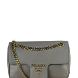 Prada Grey Saffiano Leather Cuir Pattina Crossbody