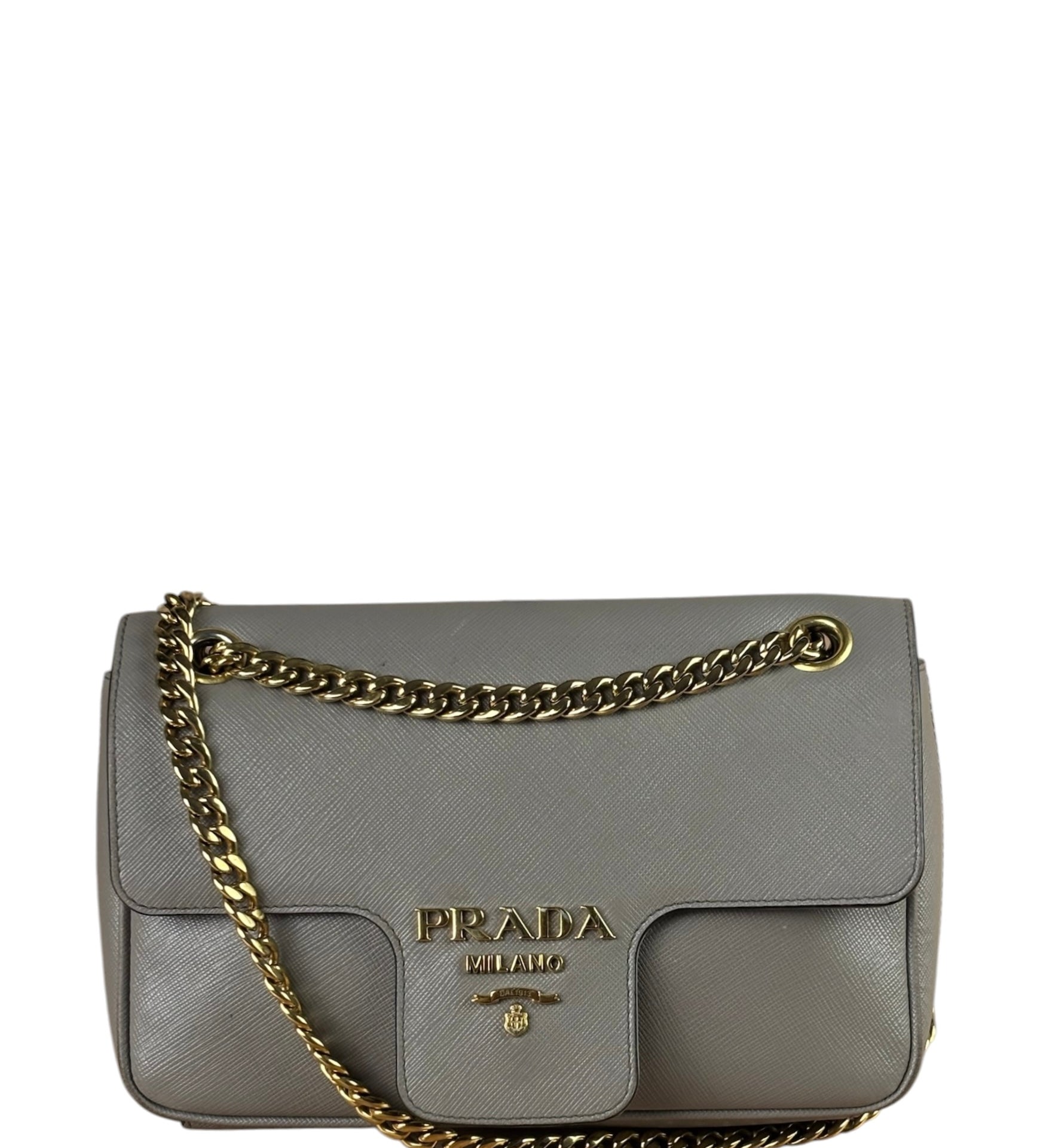 Prada Grey Saffiano Leather Cuir Pattina Crossbody