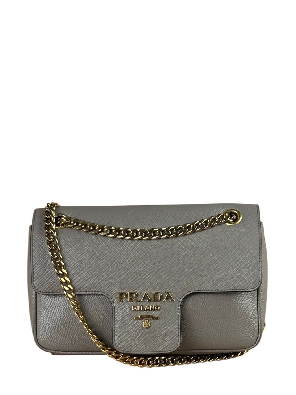 Prada Grey Saffiano Leather Cuir Pattina Crossbody