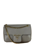 Prada Grey Saffiano Leather Cuir Pattina Crossbody