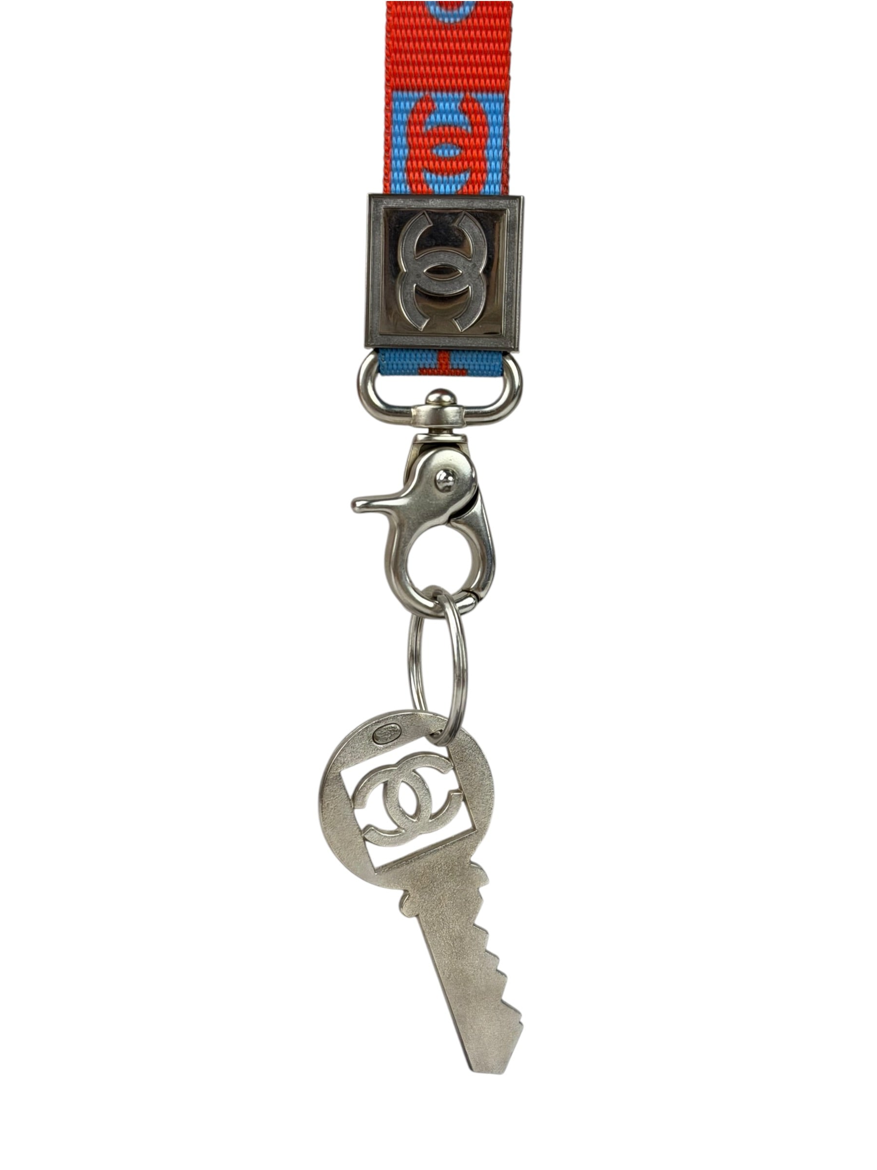 Chanel Coco Mark Nylon Strap Key Lanyard Blue