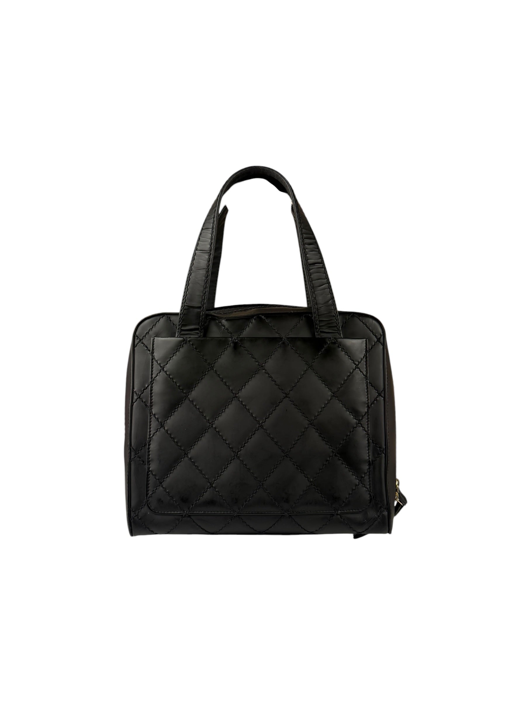 Chanel Black Leather Wild Stitch Tote Bag 2002