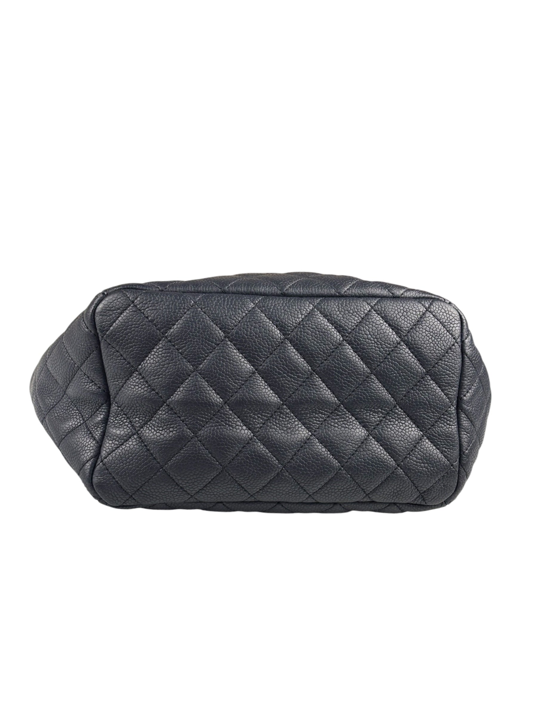 Chanel Navy Blue Leather Drawstring Bucket Two-Way Bag 2018