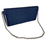 Chanel Blue/Cream Patent Leather Trim East-West Chocolate Bar Shoulder Bag 2002