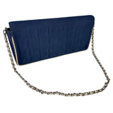 Chanel Blue/Cream Patent Leather Trim East-West Chocolate Bar Shoulder Bag 2002