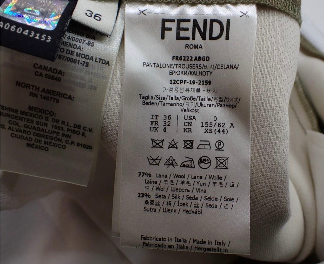 Fendi Wool Dark Beige Stripe Pleated Pants