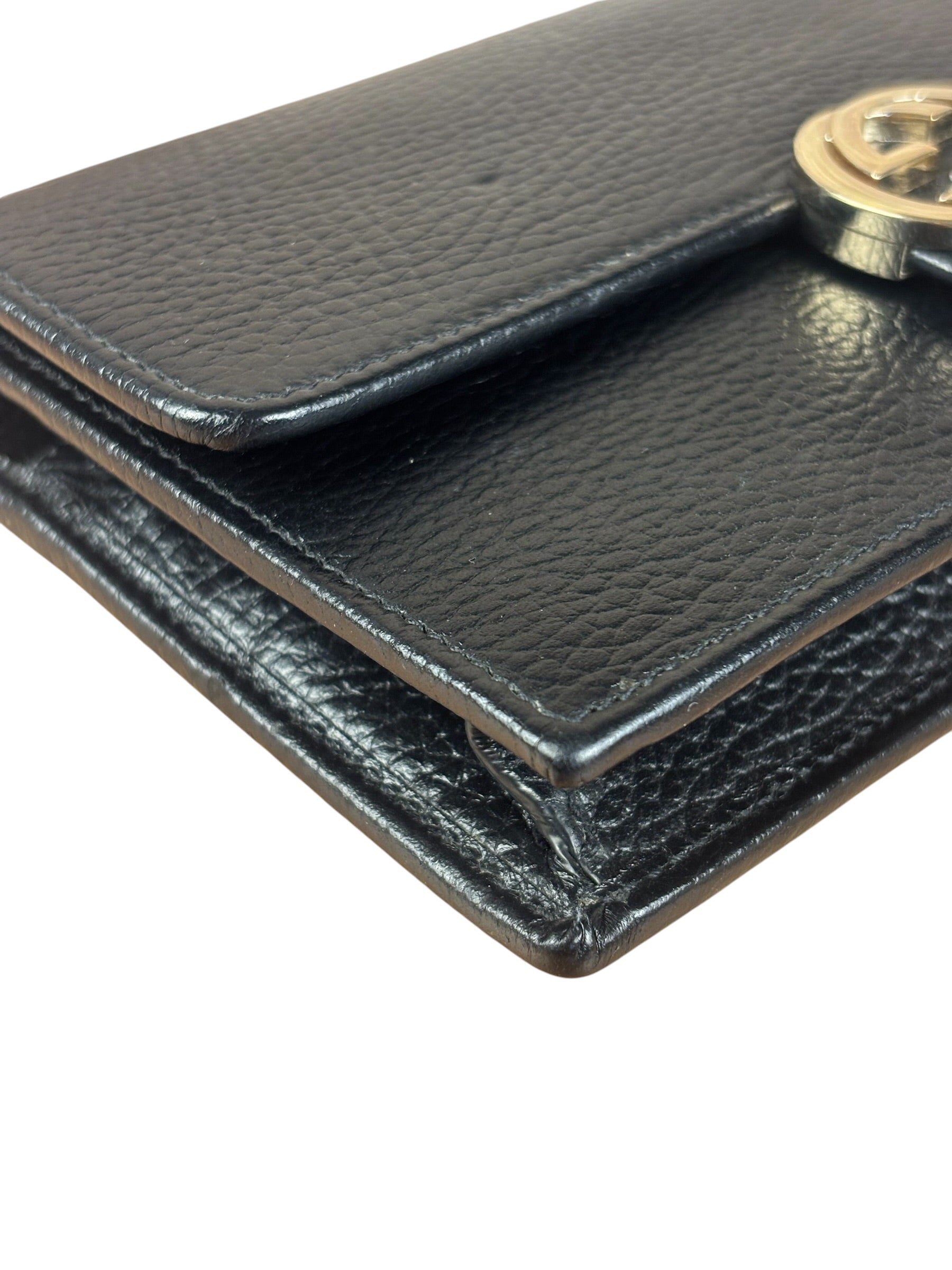 Gucci Black Interlocking G Leather Wallet on Chain