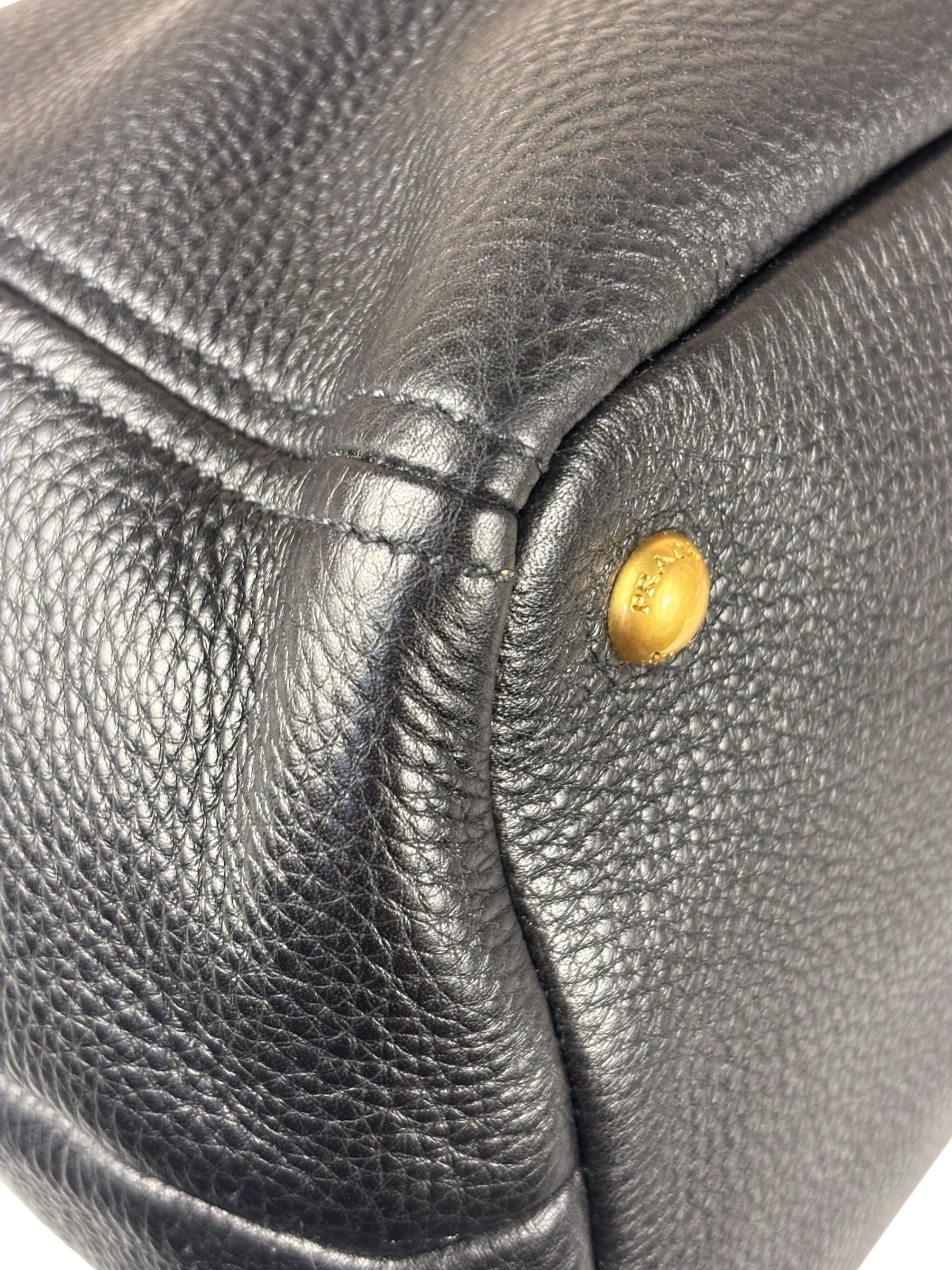 Prada Black Leather Vitello Daino 2Way Handbag