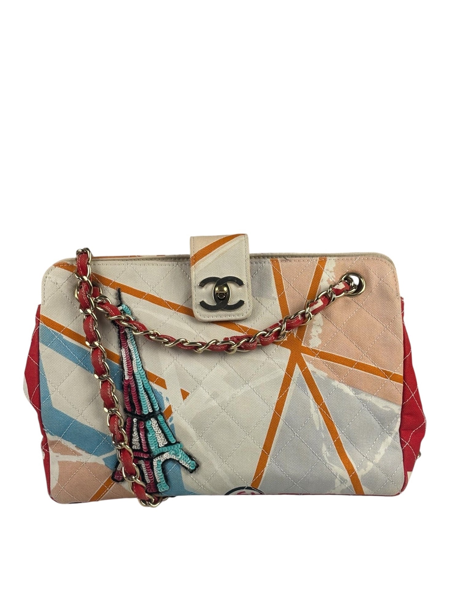 Chanel Map of Paris Quilted Print CC Chain Handbag 2005
