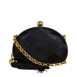 Chanel Black Satin Quilted Chain Clutch 2019