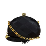 Chanel Black Satin Quilted Chain Clutch 2019