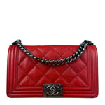 Chanel Red Leather Boy Flap Shoulder Bag -2013