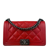 Chanel Red Leather Boy Flap Shoulder Bag -2013