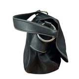 Damaged Prada Vintage Black Tessuto Nylon Leather Trim Saddle Flap Shoulder Bag