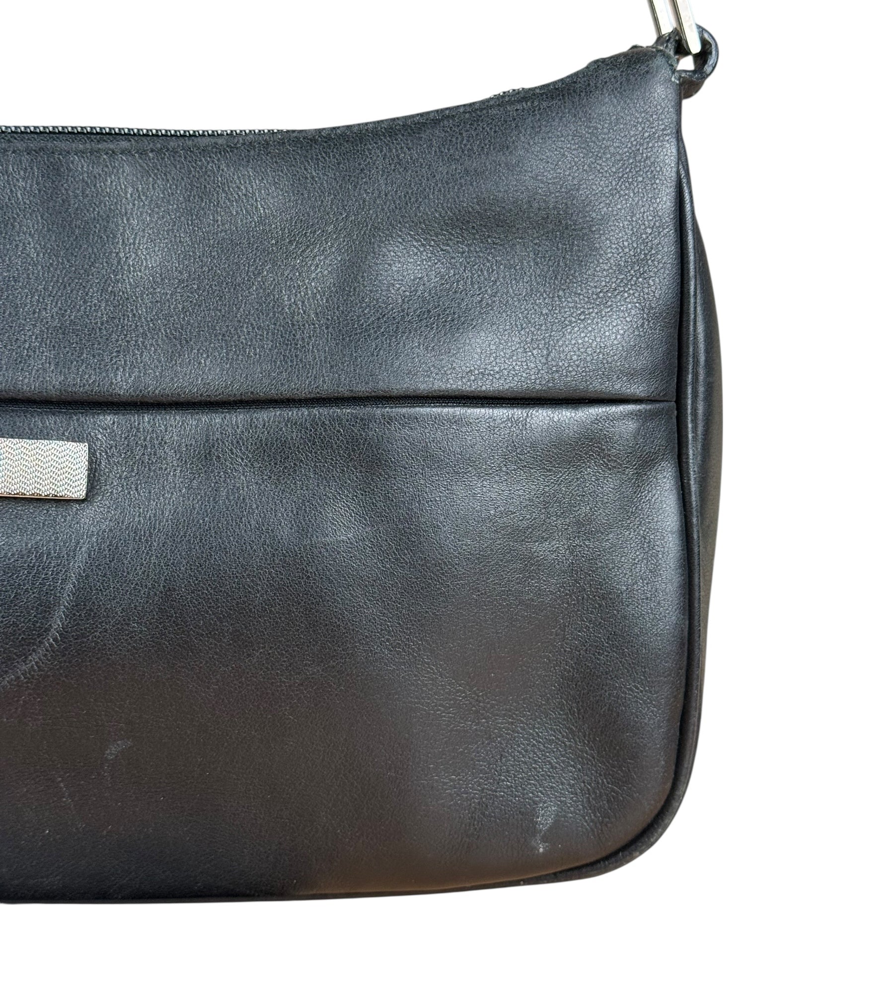 Gucci Vintage Black Leather Bamboo Shoulder Bag