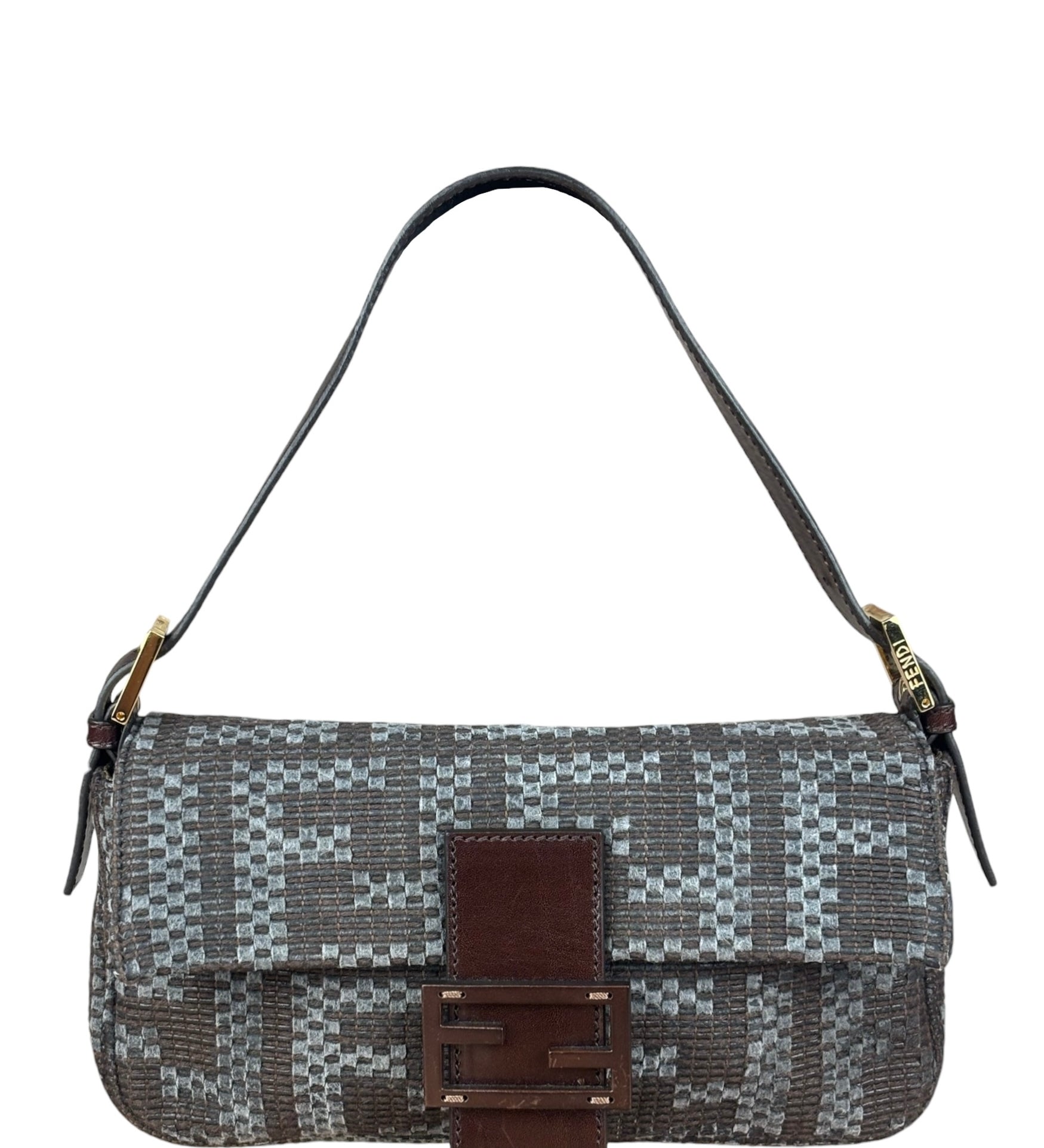 Fendi Vintage Brown/Grey Woven Baguette