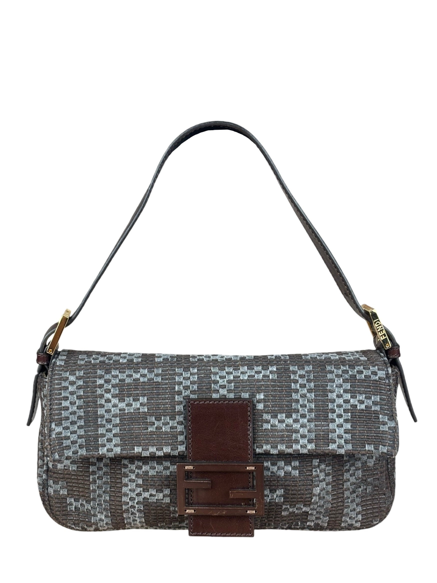 Fendi Vintage Brown/Grey Woven Baguette