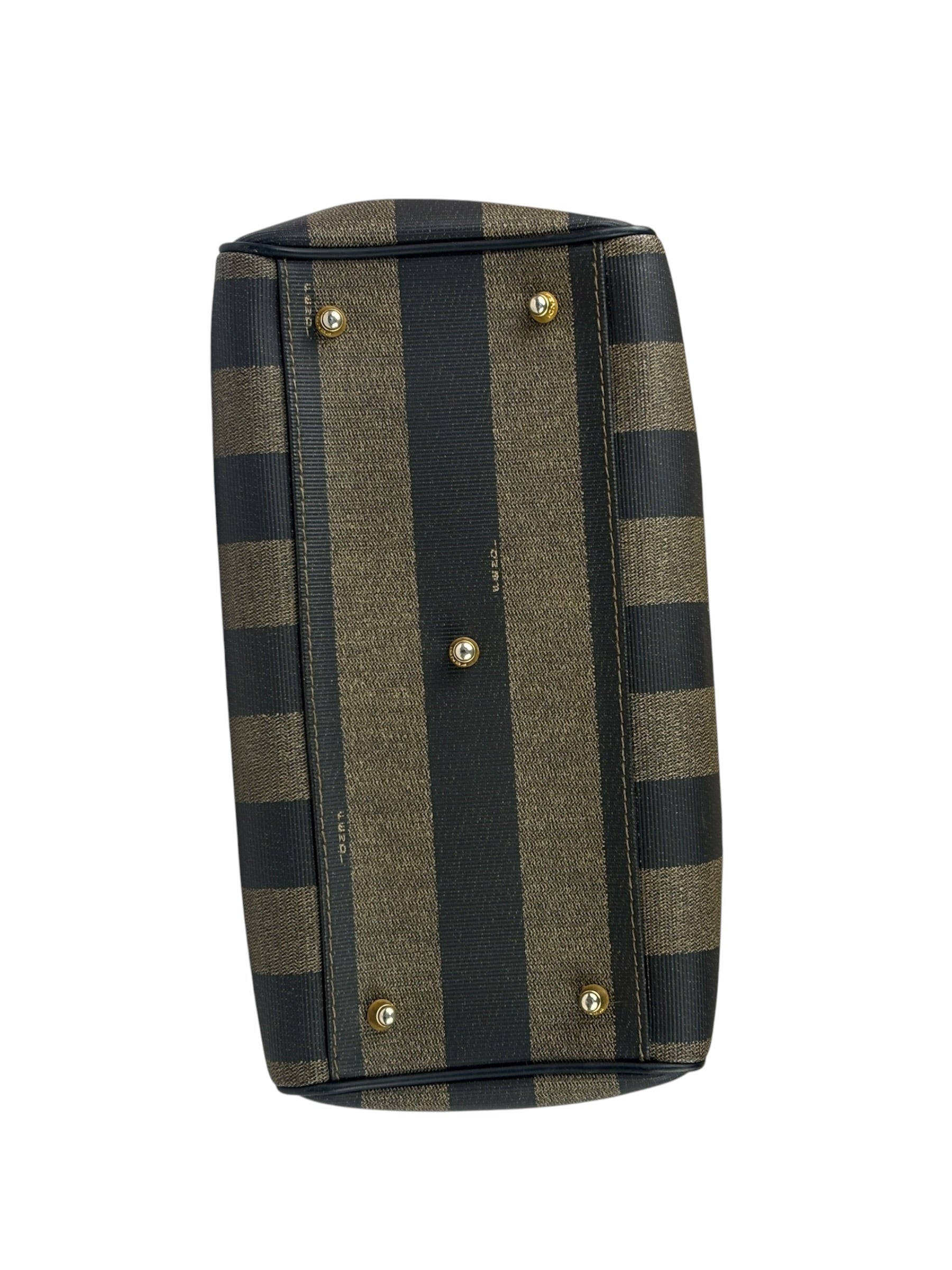 Fendi Brown/Black Leather Pequin Boston Bag