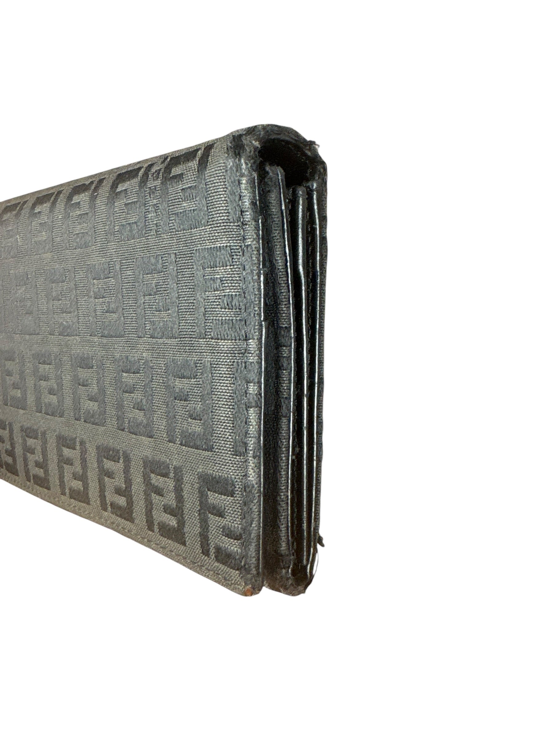 Fendi Vintage Black Zucca Print Long Wallet